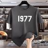 Hot Summer Unisexs Pure Cotton Tshirt 1977 Shortsleeved Ins Base American Loose Casual and Versatile Trendy Brand Halfsleeved