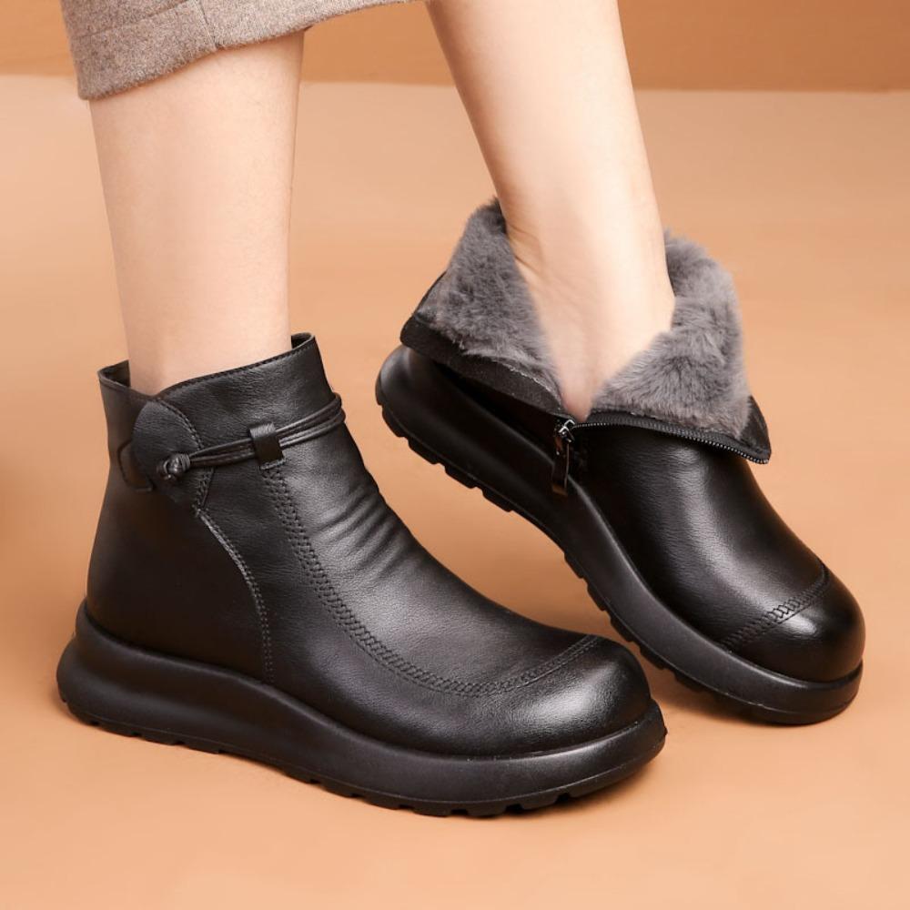 Stivaletti da Donna in Pelle Cotone Scarpe Invernali Velluto Caldi Stivaletti Corti Stivali Invernali da Donna Donna