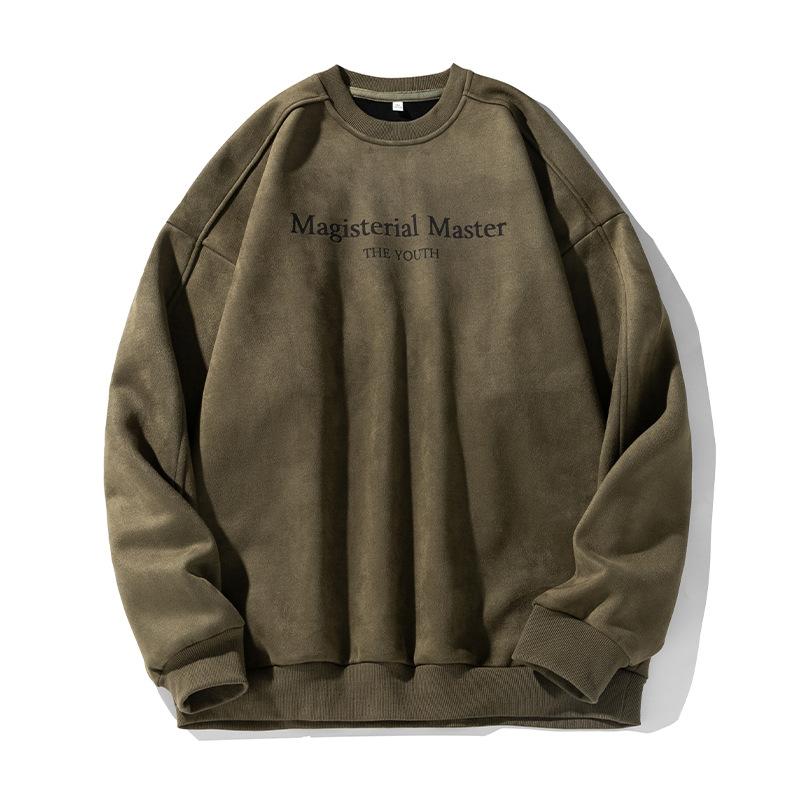 Men S Vintage Crew Neck Pullover Sweatshirt American Letter Print Casual