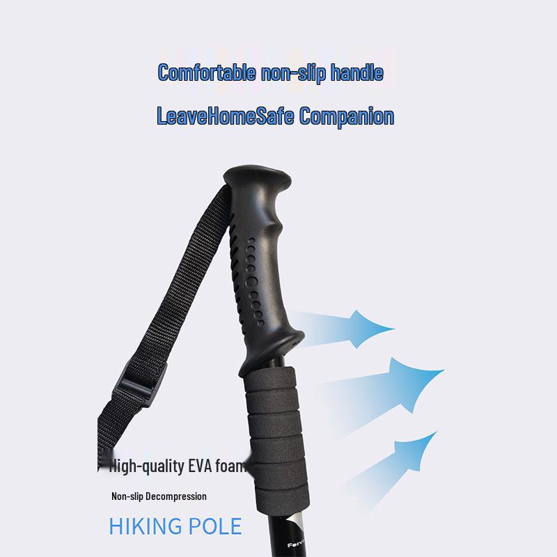 Telescopic Aluminum Trekking Pole - Anti-slip, Four-Section, Straight Handle for Men and Women