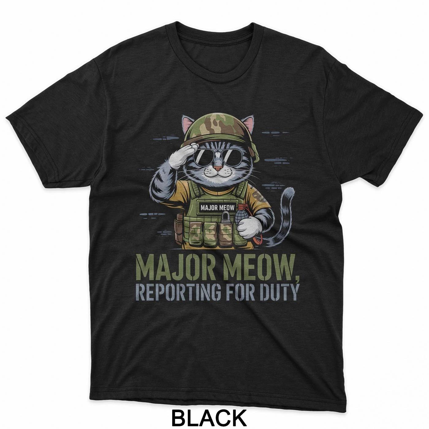 Major Meow Reporting for Duty Military Cat T-Shirt 4XL