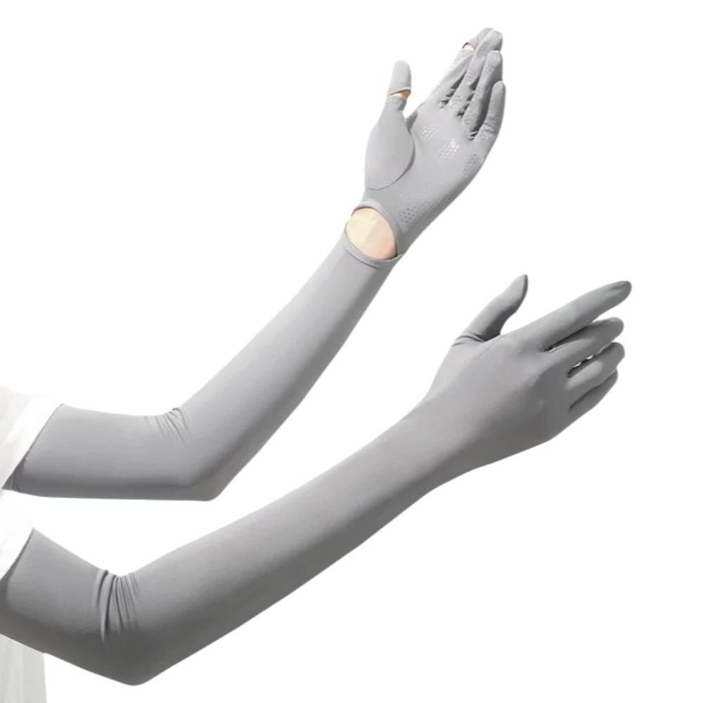 Non-slip Ice Silk Arm Sleeve Sun Protection Sunscreen Sleeve Gloves Thin Long Sleeve  Riding