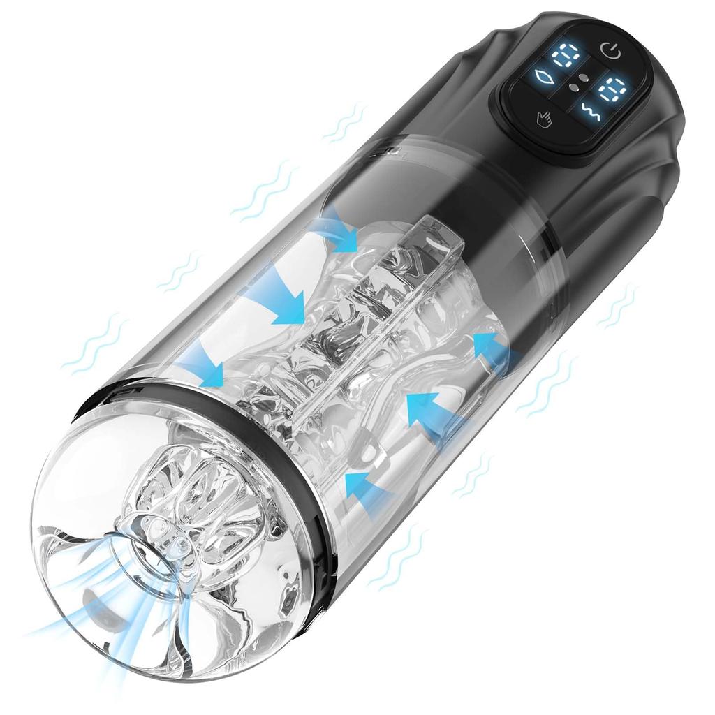 Automatic Suck Male Masturbator with 3D Textured Rubber Vagina for Men Penis Pumps Cup Hands Free Blowjob Stroker Pocket Pussy