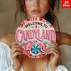 Vintage Metal Tin Sign 7.87 Inch Retro Wall Decor Cute Candyland Art Aluminum Painting for Halloween Party Room Decoration