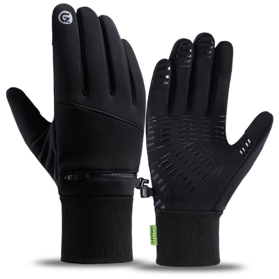 Gobygo Two-Finger Exposed Gloves Anti-Slip Windproof Fleece Winter Outdoor Cycling Gloves Touch Screen Warming Gloves Men Women