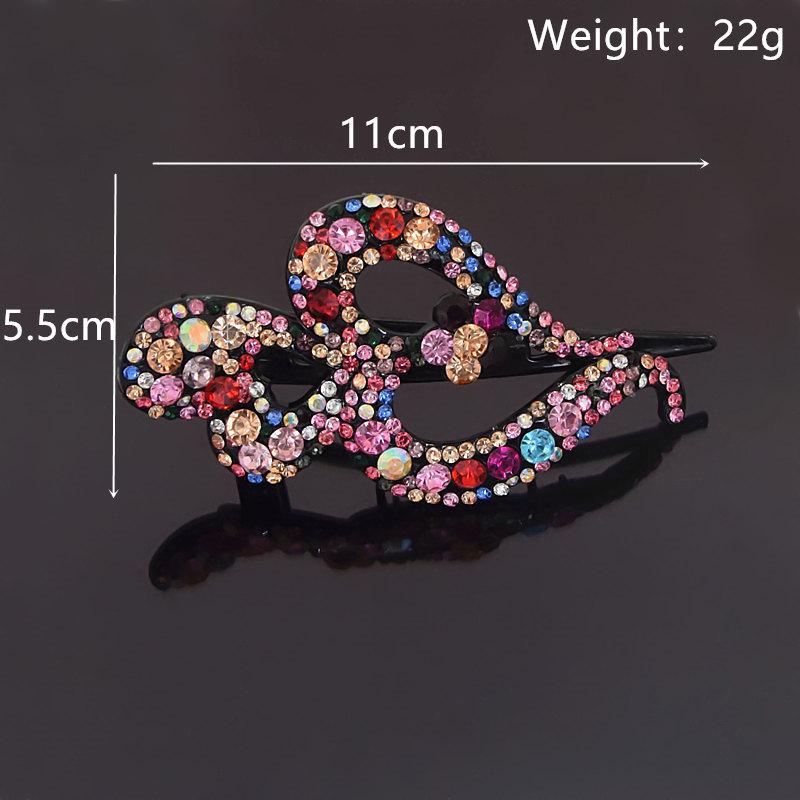Chic Rhinestone Heart Duckbill Clip: Korean Style Elegant Bun Maker Hair Accessory.