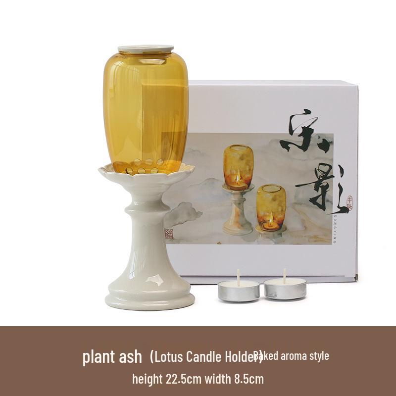 Chinese Forbidden City Glass Candlestick: Zen Tea Room Atmosphere Candle Lamp Decoration