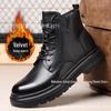 Men's Genuine Leather Martin Boots: Autumn/Winter Velvet-Lined Workwear Style.