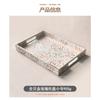 European Colorful Shell Rectangular Tea Tray Creative Living Room Storage Wooden Serving Platter Handmade Decor Display