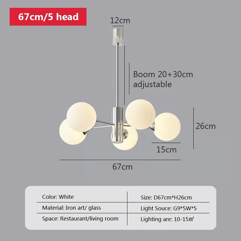 Nordic Glass Pendant Light Modern LED White Multihead Hanging Lamp For Dining Room Bedroom Living Room Indoor Decoration Fixture