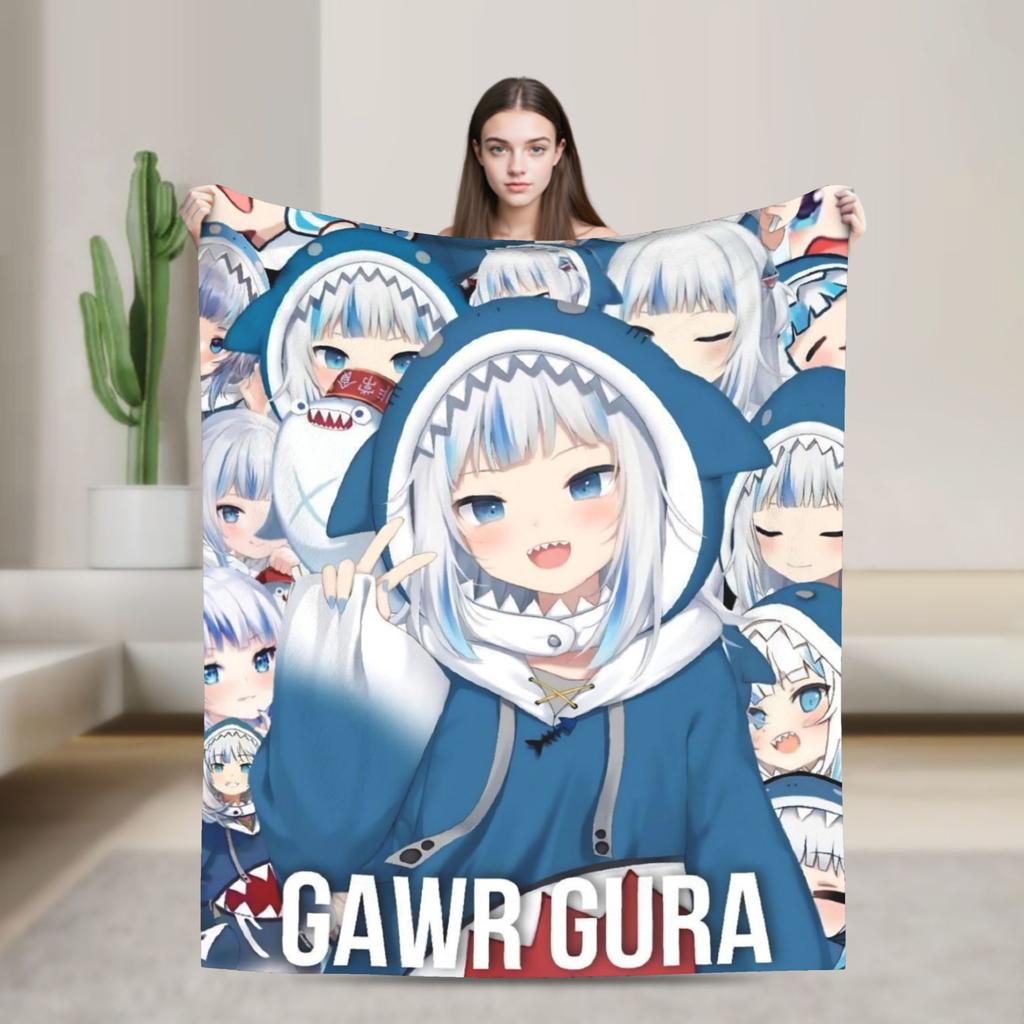 Super Warm Blanket Camping Sameko Saba VTuber Throw Blanket  Flannel Bedspread For Couch Bed Funny Sofa Bed Cover