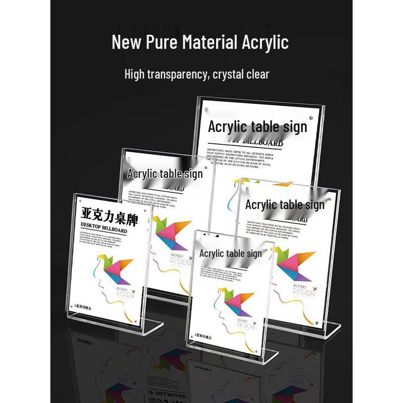 Transparent Acrylic L-Shape Slanted Desk Display Stand