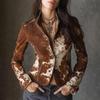 2025 Women's European-American Printed Lapel Single-Breasted Jacket Suit