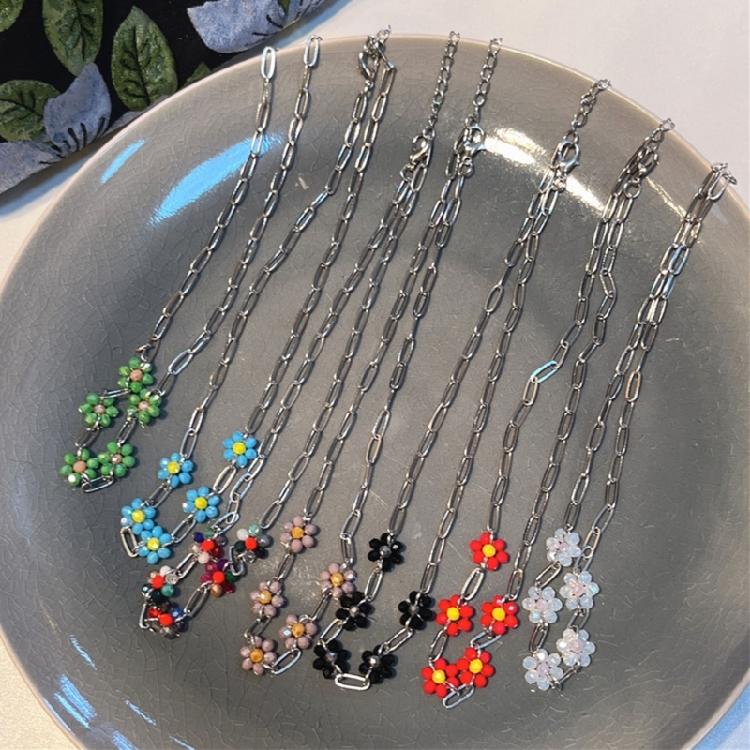 Simple Daisy Flower Charm Necklace Sweet Cool Choker Metal Chain Clavicle Chain