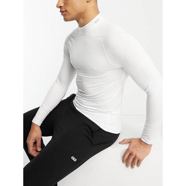 

ASOS training long sleeve base layer with mock neck in white