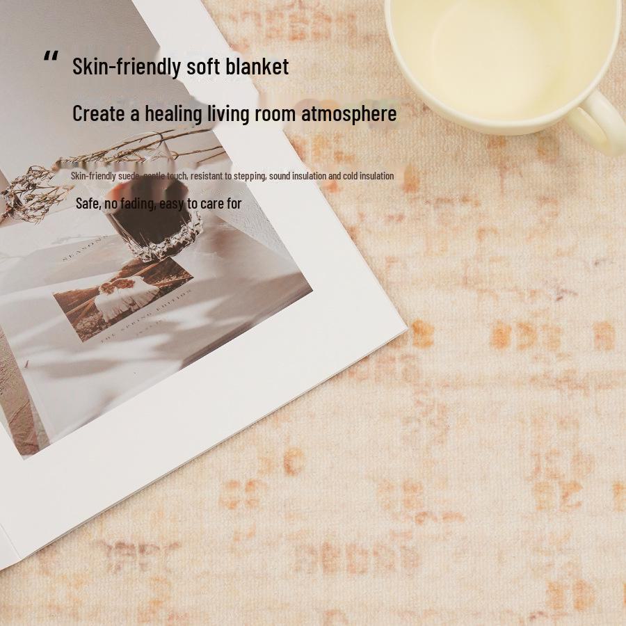 Wabi-Sabi Luxury Waterproof Living Room Carpet - Solid Color, Loop Velvet, Wash-Free and Wipeable, Ideal for Coffee Table & Bedroom
