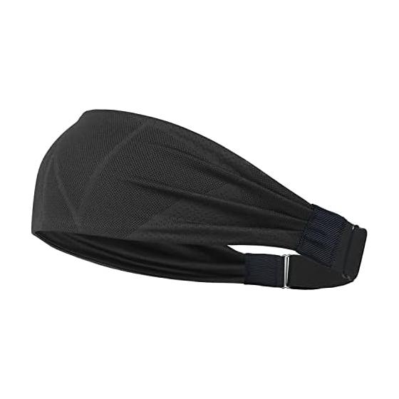 Headband for Men and Women, Sports, Silk Feel, Double Structure, Face Wash, Hair Clip, Adjustable Length, 10 Colors, Black