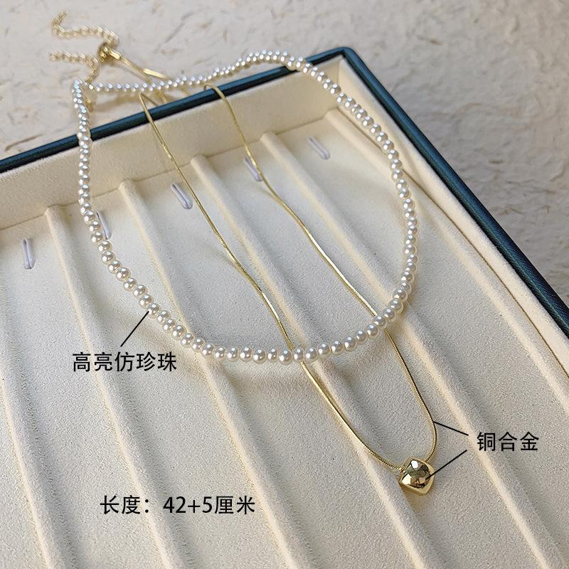 Light Luxury High-End Imitation Pearl Beaded Necklace Women'S Versatile Niche Design Collarbone Chain Summer Accessories