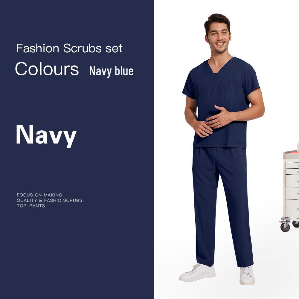 

Unisex Frosted Dental Clinic Workwear Set with Plain Colors Extra Large темно-синий