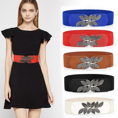 Women's Fashion Wild Wide Waistband Elastic Stretch Dress Waist Belt Buckle Band