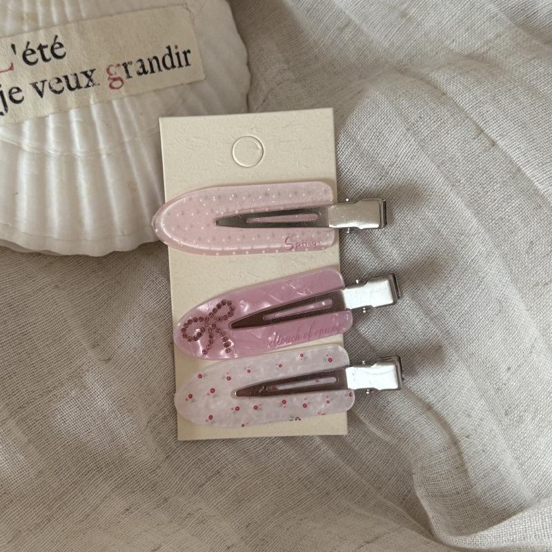 3Pcs Grid Patterned Heart-Shaped Hair Clip With No Trace On The Side Women'S Bangs Duckbill Headwear Y2K Gift
