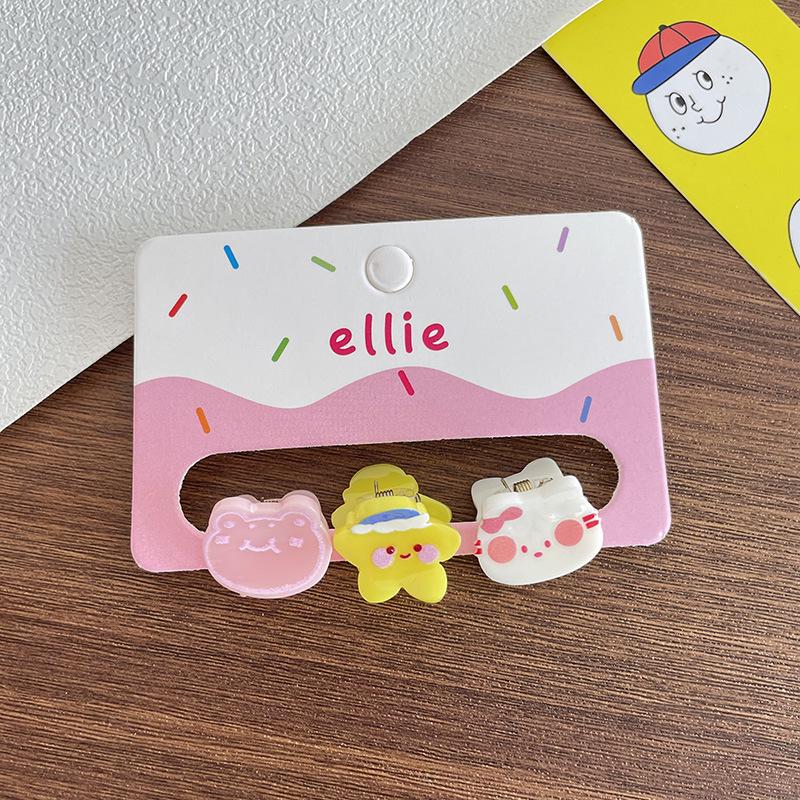 Adorable Mini Acrylic Hair Clip for Girls: Cartoon Bear & Flower Claws for Bangs and Broken Hair