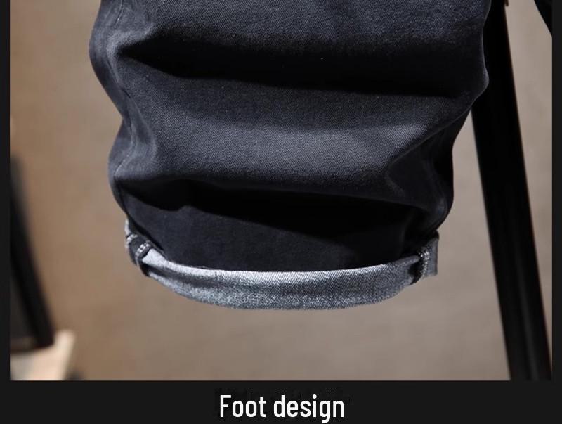 Men's Summer Slim Fit Denim Shorts with Ink-Splashed Print and Diamond Accent