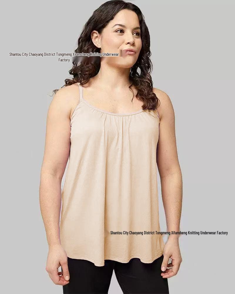 Women's Pleated Modal Neckline Yoga Camisole with Built-In Bra