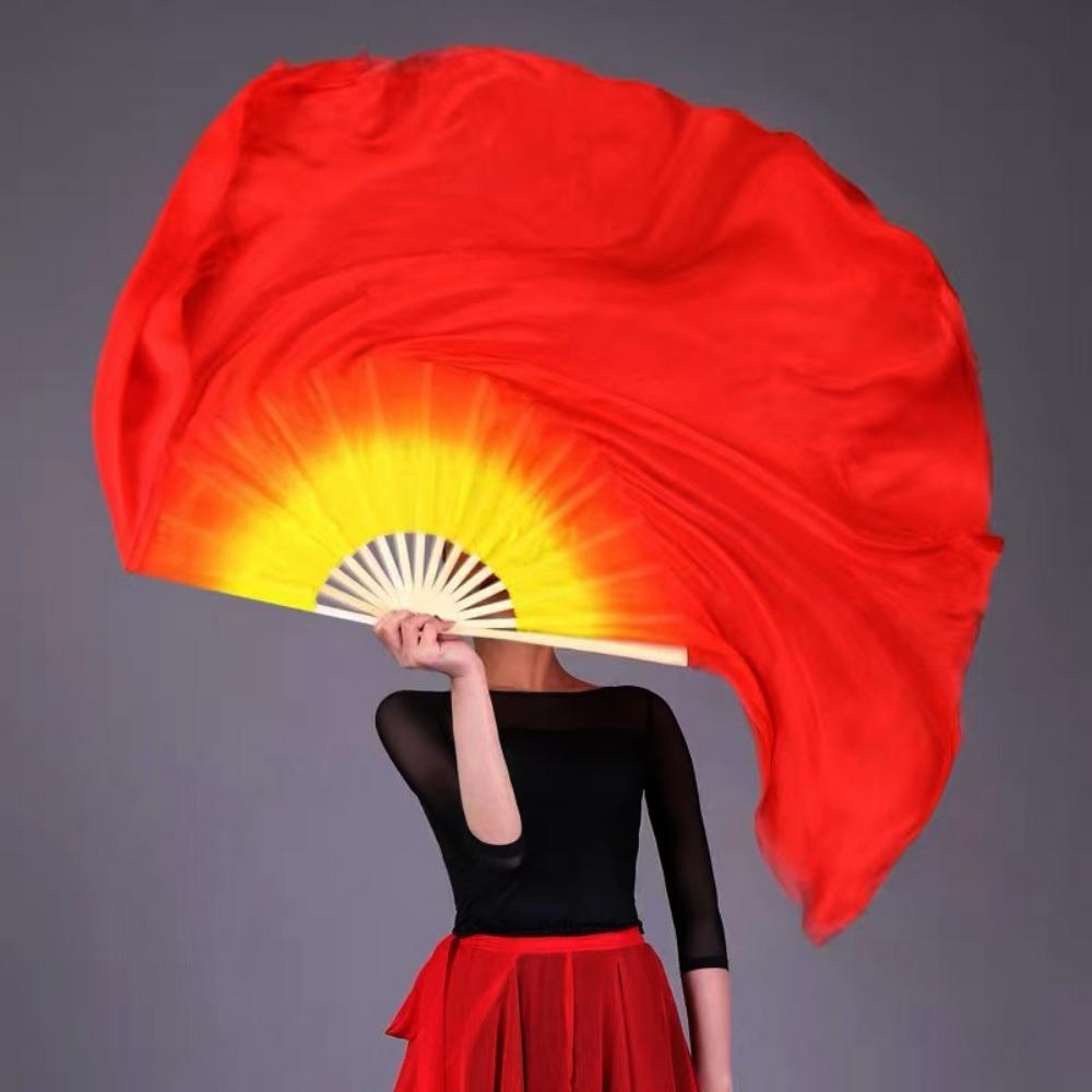 Colorful Kids Children Bamboo Fans Hand Dye Adults Fan  Veil Pairs Yangko Dance Tools