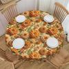 Round Luxury High 3D Floral Table Cloth Oilproof Tablecloth 70 Inches Table Cover for Kitchen Dinning