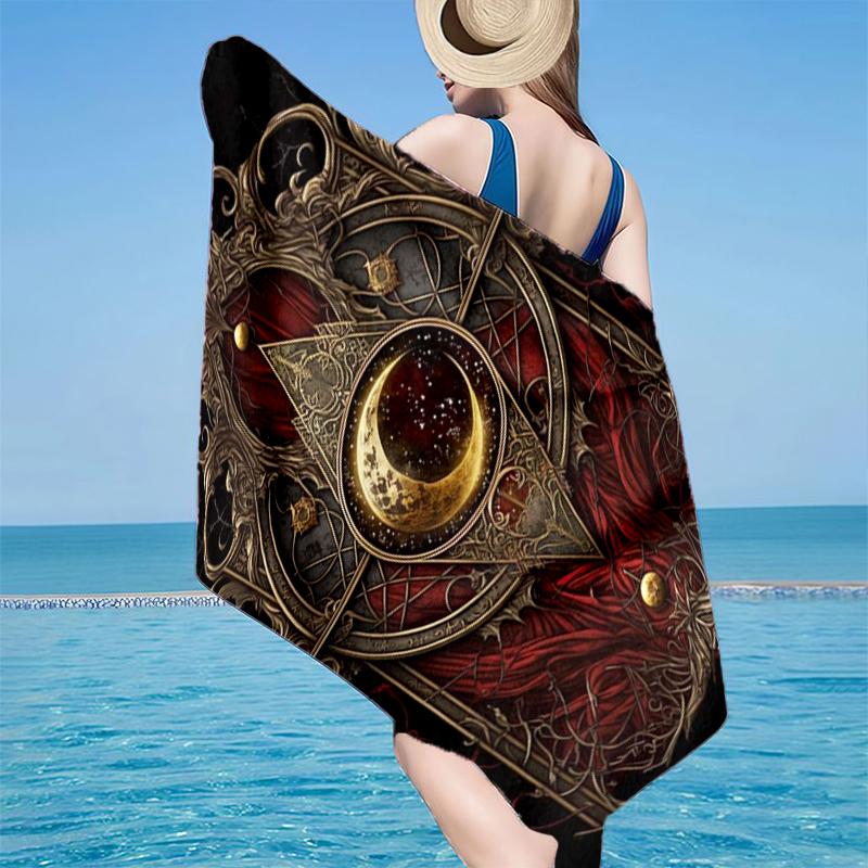 Pentagramm und Mond Kunstwerk Strandtuch, Superweiche Mikrofaser, Geschenk für Sie/Ihn, Geburtstag, für Pool, Strand, Reisen, Heimdeko Fan-Geschenke