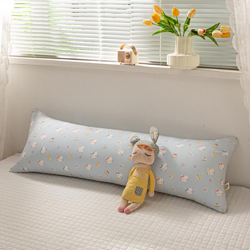 100% Cotton Double-Layer Gauze Long Body Pillow - Comfortable Leg-Hugging Side Sleeper Pillow