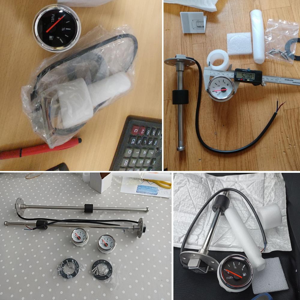 Red Light 2" 52mm Fuel Level Gauge with Stainless Steel Fuel Level Sensor 0~190 ohm For Auto Car Boat Yacht Marine 12V 24V