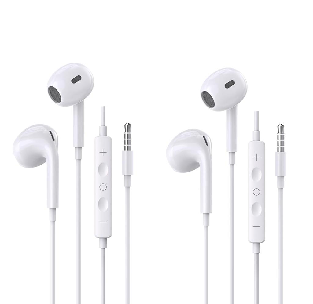 Set of 2 Wired Earphones New with Adjustable Clear Comfortable Ergonomic Compact and Perfect for and No Compatible with and iPhone (2025 Edition)