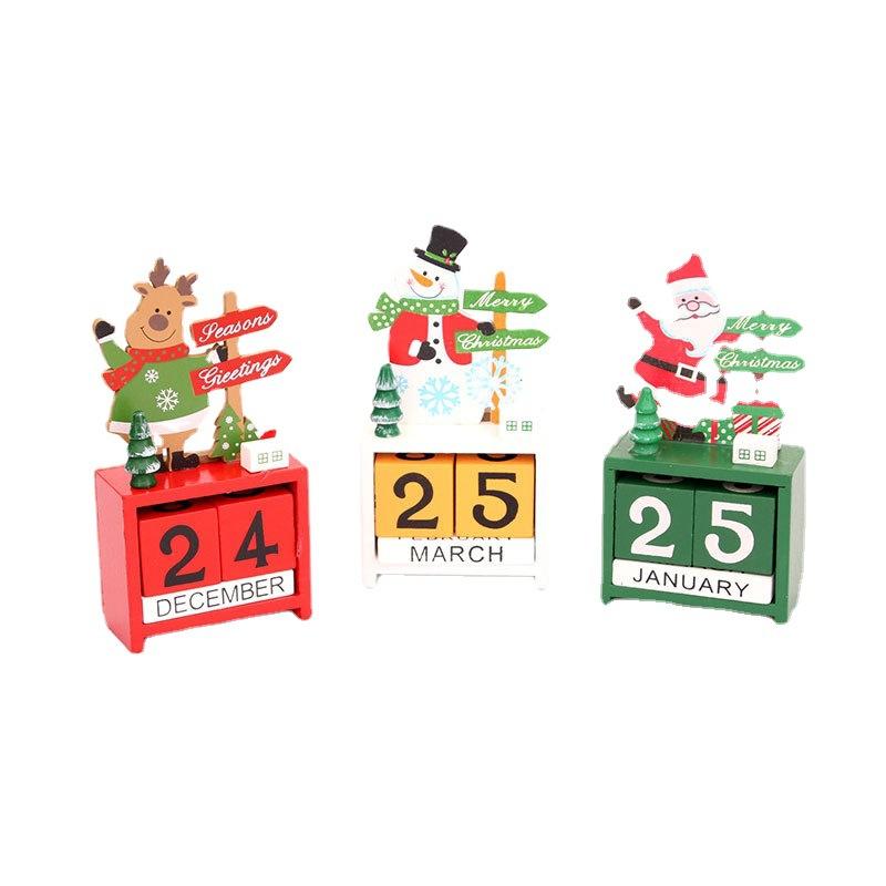 Christmas Wooden Calendar Ornament Box Christmas Gift Window Tabletop Ornament