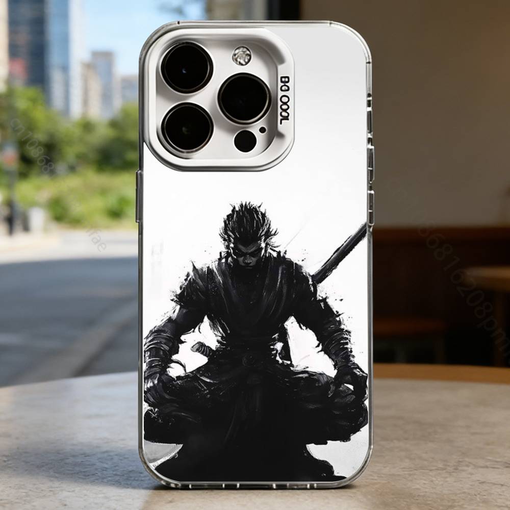 B-Black Myth Wukong White Shockproof Phone Case For iPhone 16,15,14,13,12,11,Pro,XS,Max,Plus,Mini,SE
