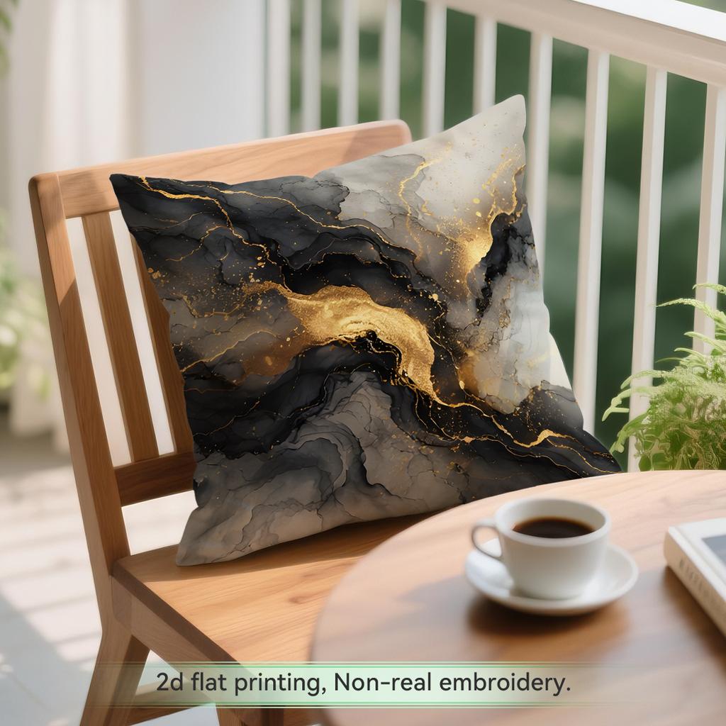 1 Black Gold Marble Light Luxury Cushions Pillowcase Polyester Cushion Cover Throw Pillow Pillowcover Home Car Sofa Decor