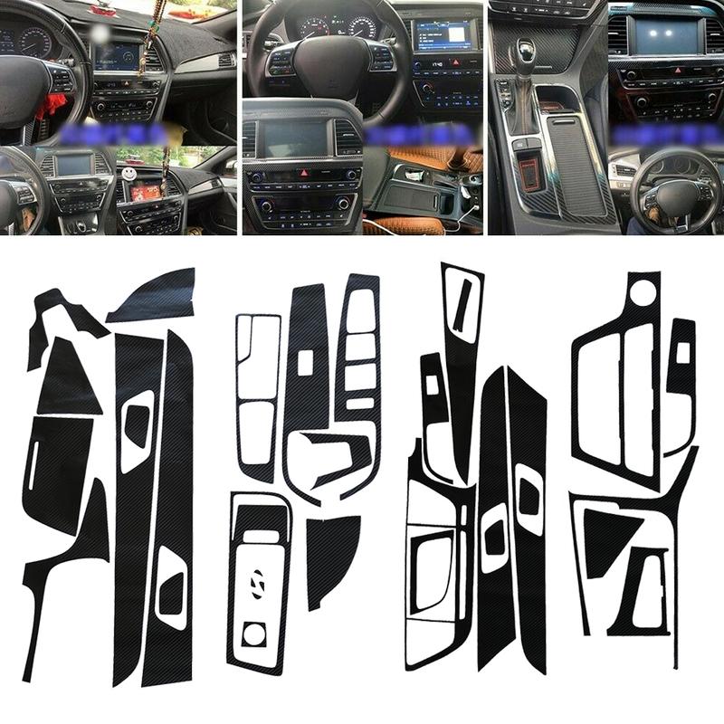 1 Set Auto Innenraum Armaturenbrett Mittelkonsole Schalthebel Panel Fensterheberschalter Aufkleber Passend für Hyundai Sonata 9 2015 2016 2017 LHD
