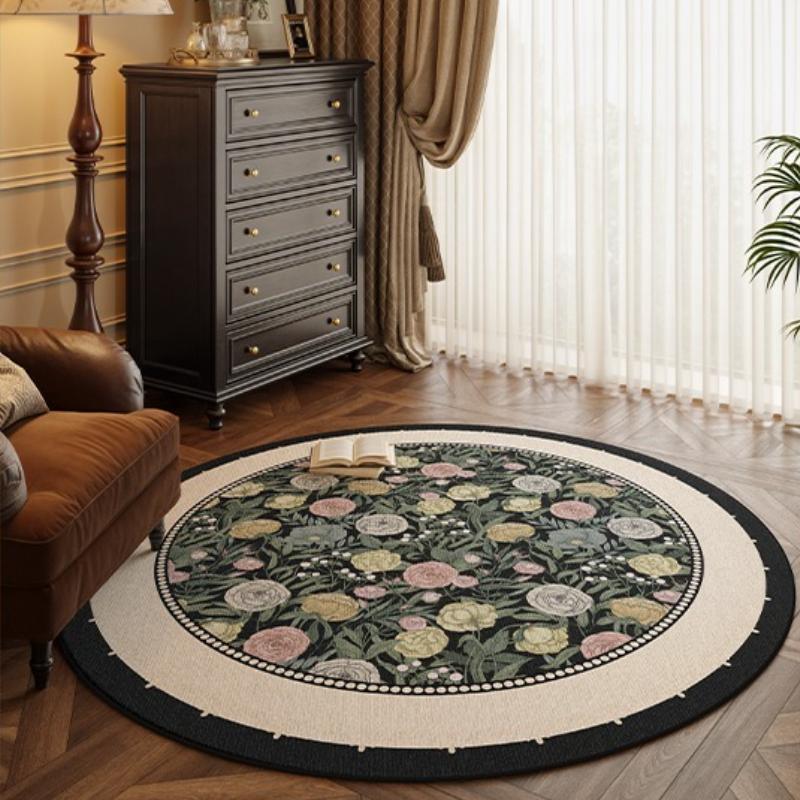 Round Carpet Bedroom Bedside French Medieval Style Cloakroom Dressing Table Chair Floor Mat Home Decoration Living Room Rugs