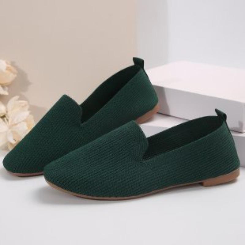 

Женские туфли-балетки с квадратным носком, повседневные и дышащие женские туфли из ткани с перфорацией, одинарные туфли 43 темно-зеленого