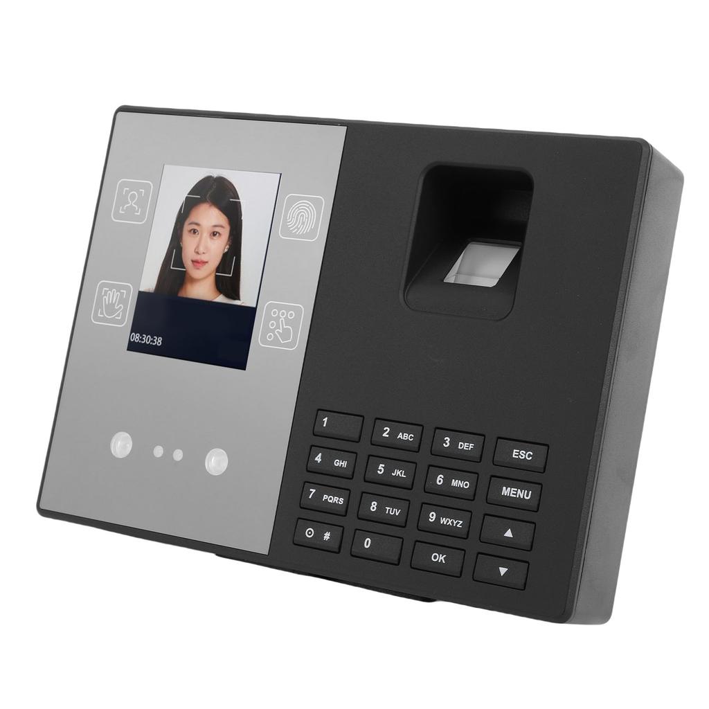 4 In 1 Employee Attendance Machine Facial Fingerprint Palm Print PIN Recognition Time Clock for Small Business EU Plug