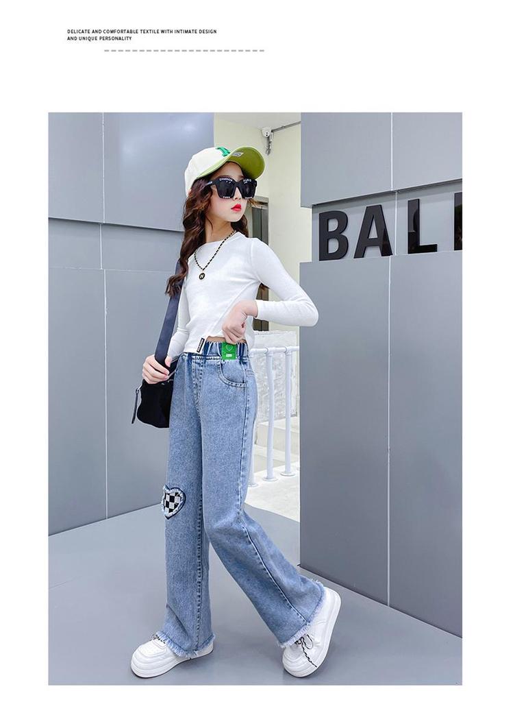 Weite Mädchen-Jeans - Trendige gerade Hosen für Kinder, Frühling/Herbst 2023