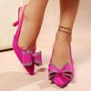 Hot Pink Crystal Bowtie Pumps Women Luxury Design  Sling Back High Heels Shoes Woman Pointed Toe Heeled Gladiator Sandals