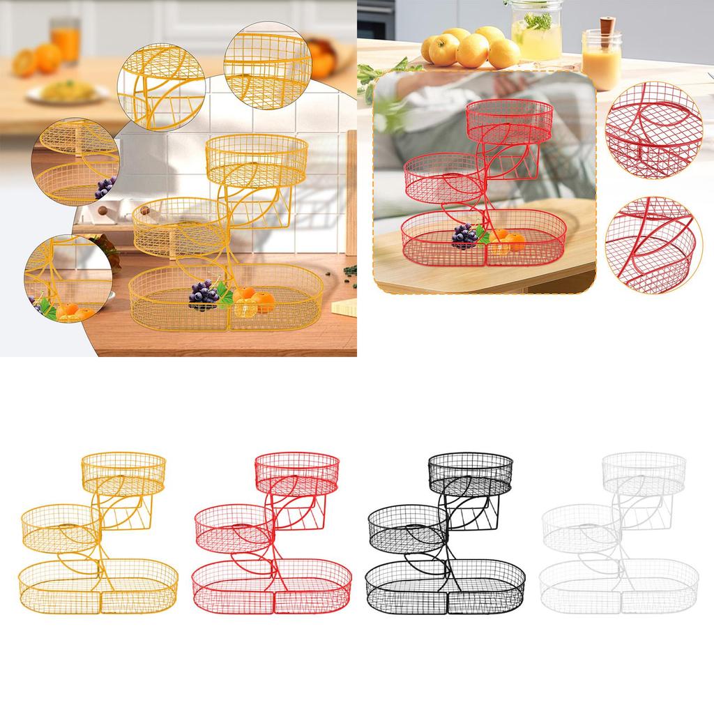 Fruit Basket 3 Tiered Vegetable Rack Kitchen Counter Multiuse Metal Fruit Bowl Organizer for Potato Snack Dining Room Table