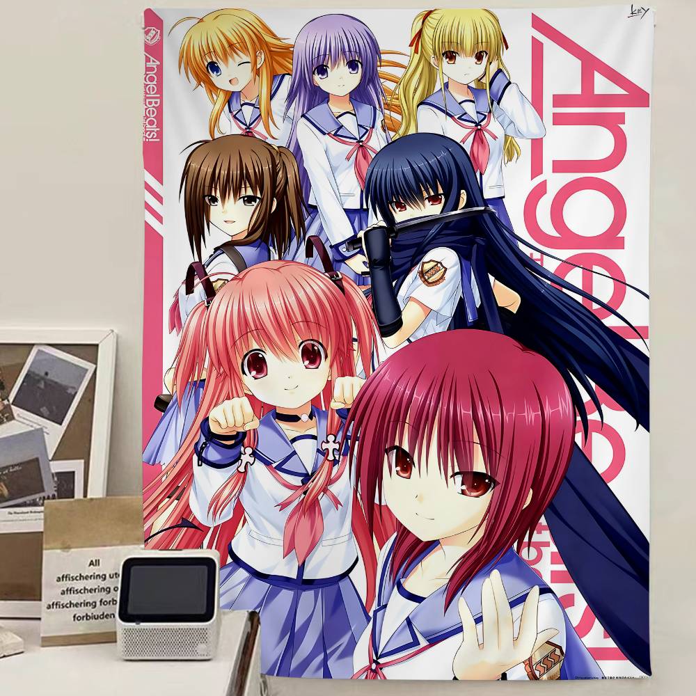 Angel Beats CARTOON Tapestry Art Printing Japanese Wall Tapestry Anime Wall Hanging Home Decor