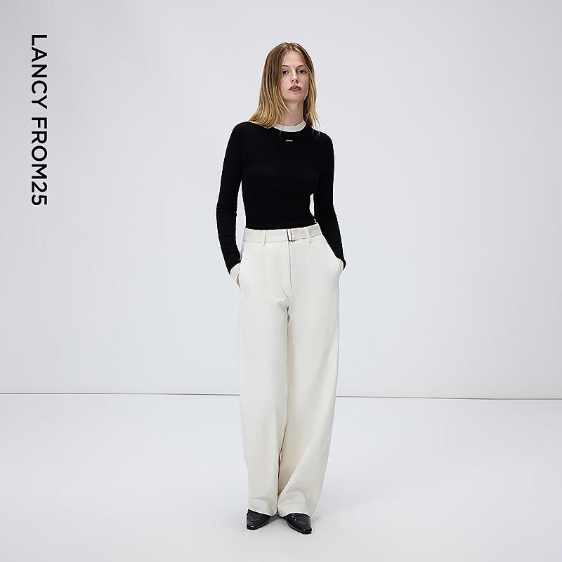 LANGZI Women's Contrast Wool Knit Sweater