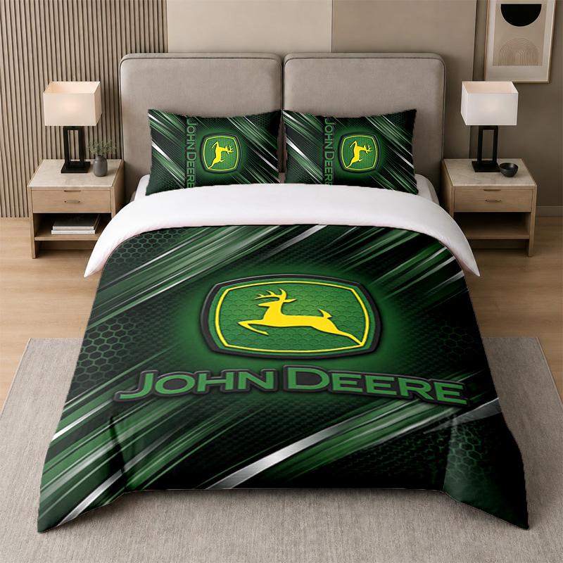 3Pcs Bedding Setjohn Deere Soft Bed Sheet and Two Pillowcases Home Bedroom Decor