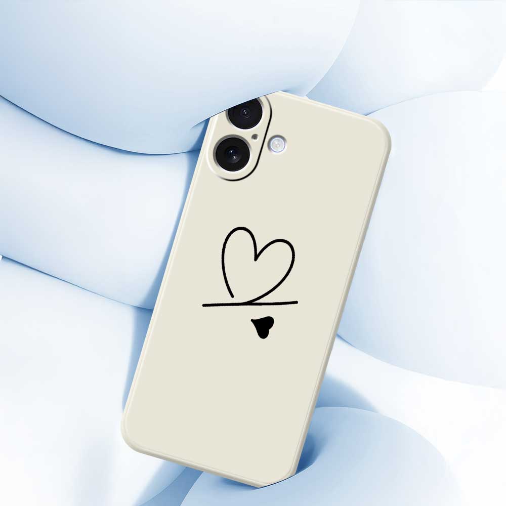 For iPhone 17 Case Black Love Pattern Printing Straight Edge TPU Phone Back Cover