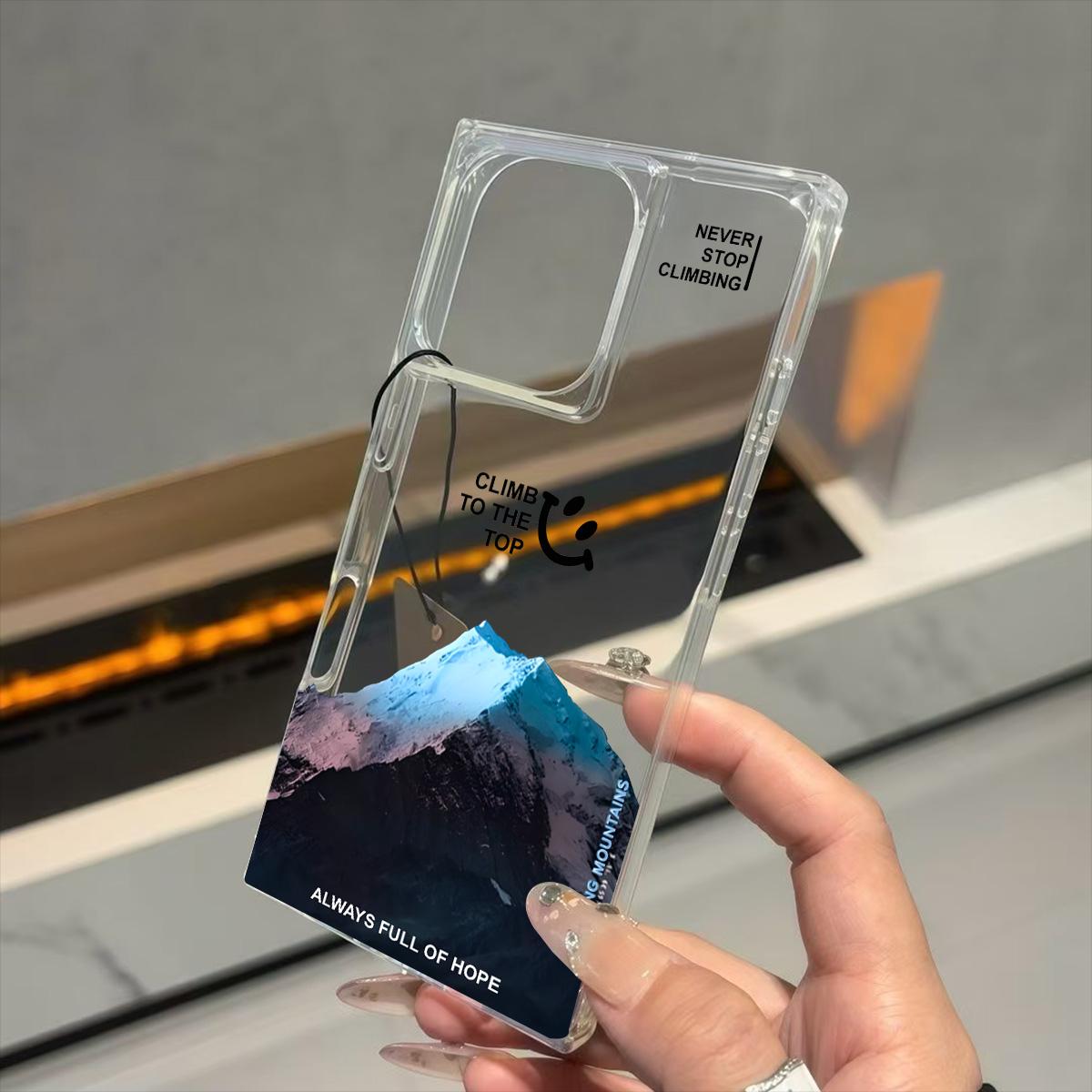 

Transparent Square Back Tube Case Casing Protection For iPhone 12 11 13 14 Pro Max 15 Plus 16 ProMax Anti-Oxygen,At the peak of the Mountain Pattern iphone 11 ProMax