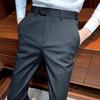 Men's Slim Fit Dress Pants Casual Tapered Trousers Solid Color